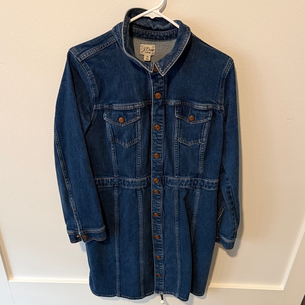Jcrew size 16 Dark Blue Denim Button-Up Dress Jacket